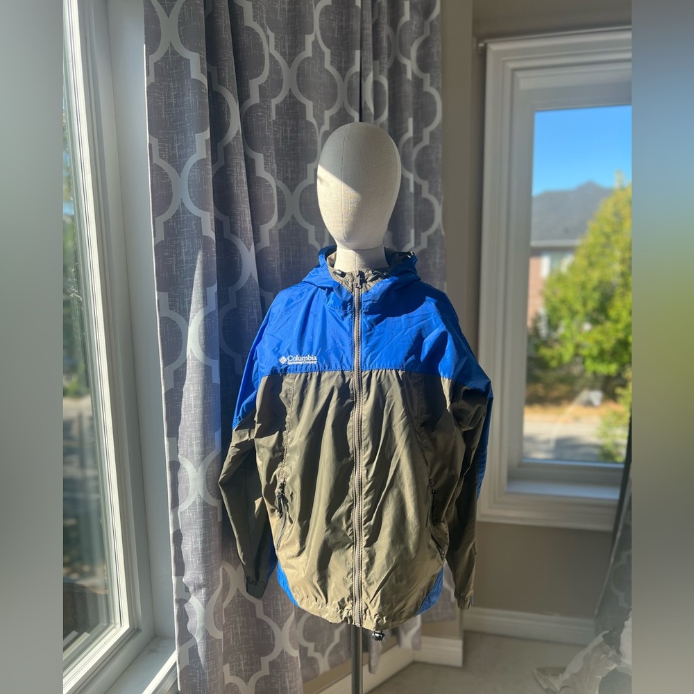 SOLD Columbia Blue and Olive Hooded Jacket